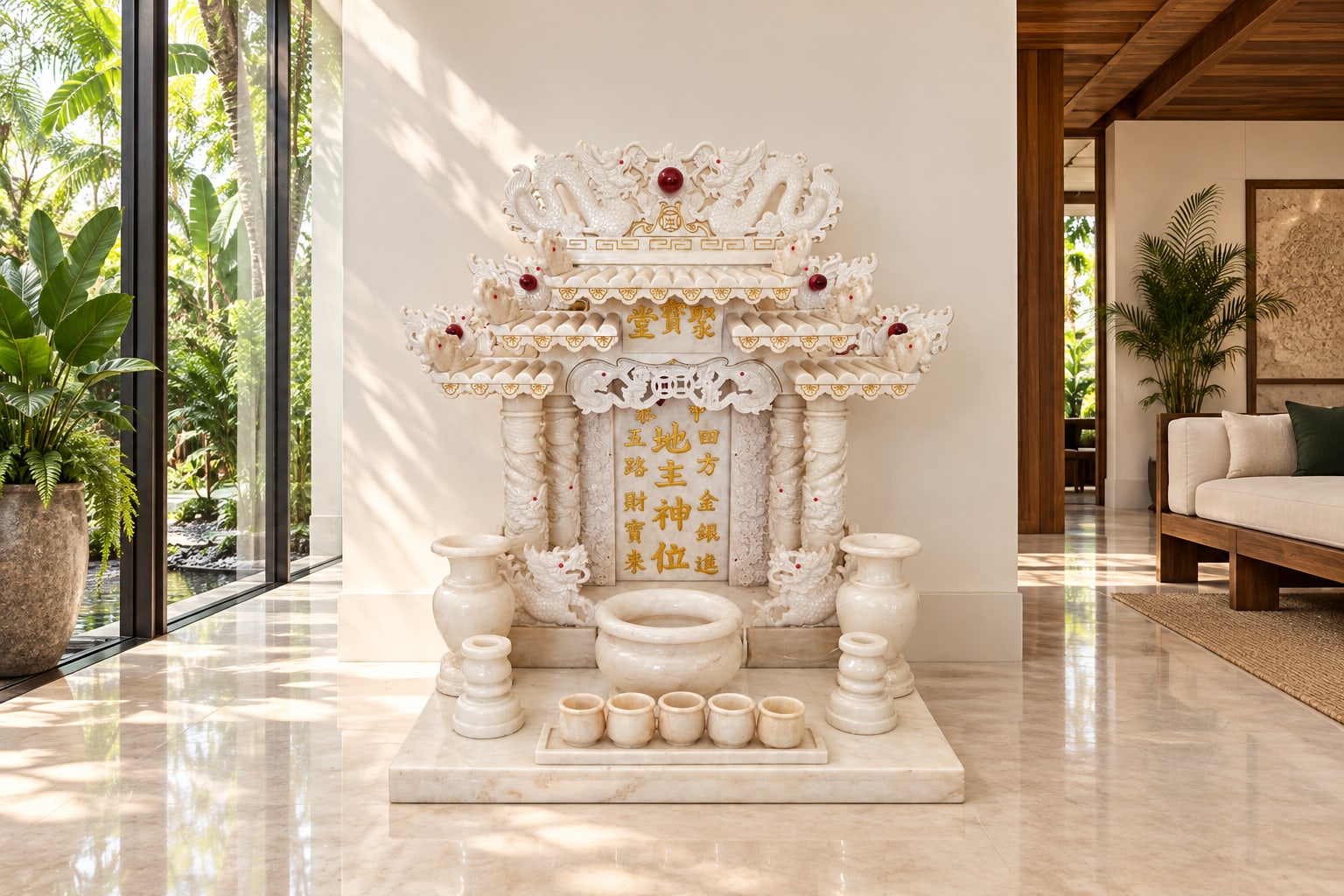 ภาพจำลองด้วย AI: งานหินขาวในบ้านทรอปิคอล